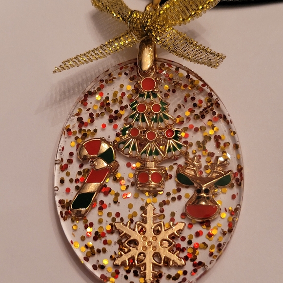 Handmade Sparkly Holiday Necklace - Picture 2 of 3